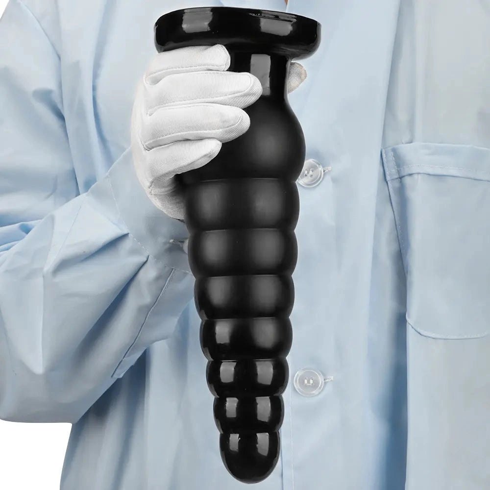 Black ribbed tapered PVC anal plug, photo 9