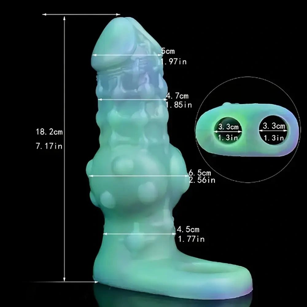 A ribbed textured silicone penis sleeve