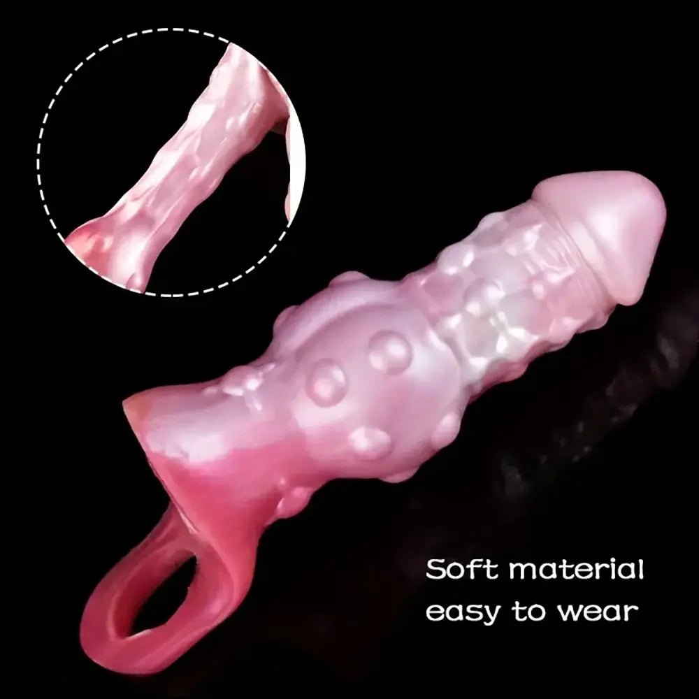 Ribbed textured silicone penis sleeve, photo 4