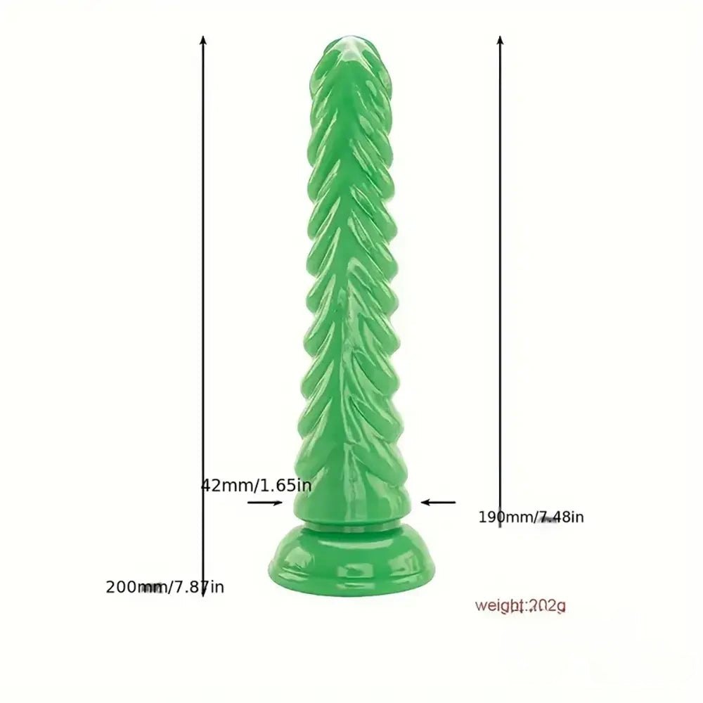 Green ribbed cone anal dildo