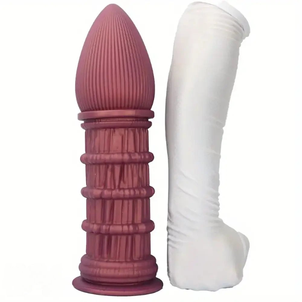Ribbed cone fantasy silicone dildo, photo 1