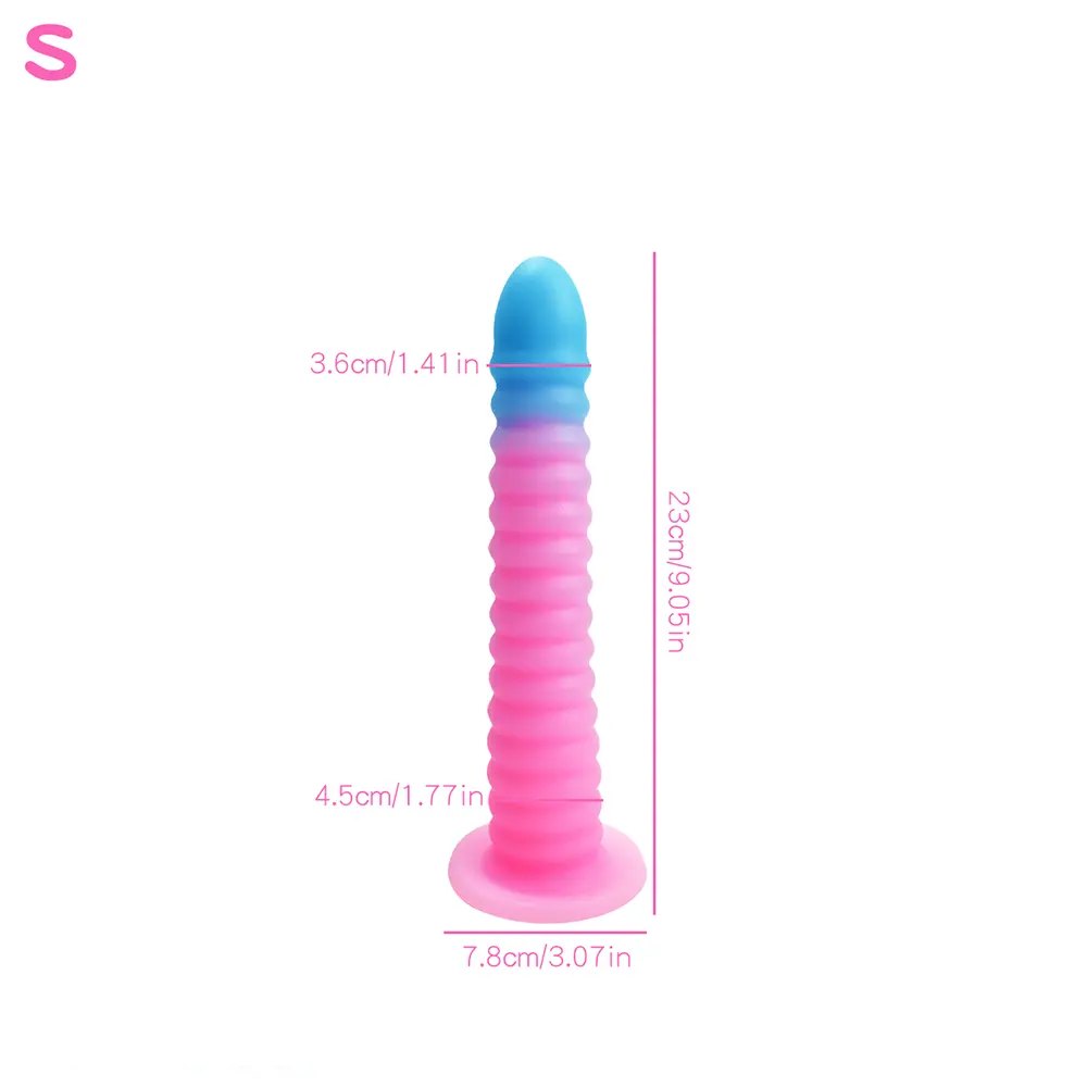 luminous A ribbed cone suction cup silicone dildo
