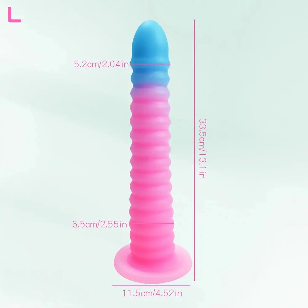 luminous A ribbed cone suction cup silicone dildo