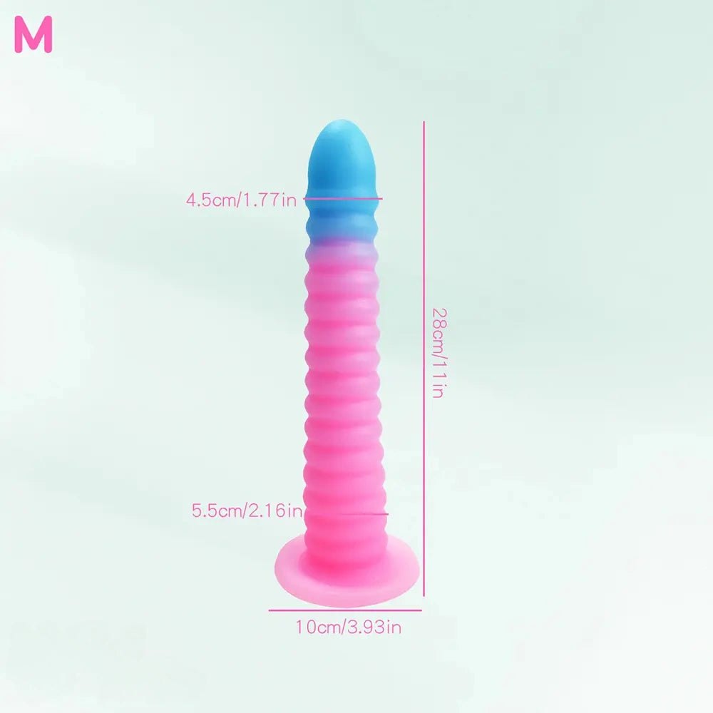 luminous A ribbed cone suction cup silicone dildo