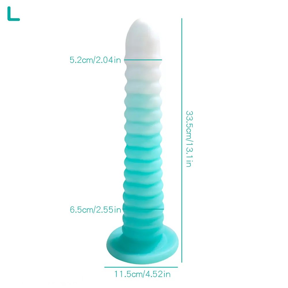 luminous B ribbed cone suction cup silicone dildo