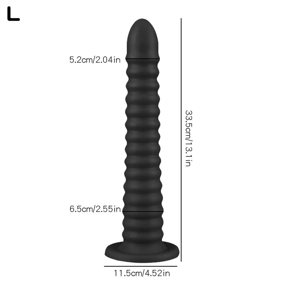 non-luminous A ribbed cone suction cup silicone dildo