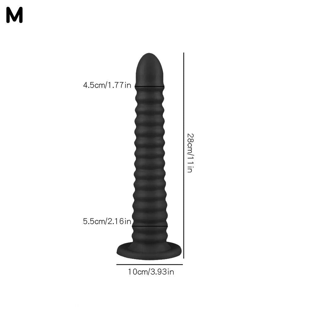 non-luminous A ribbed cone suction cup silicone dildo