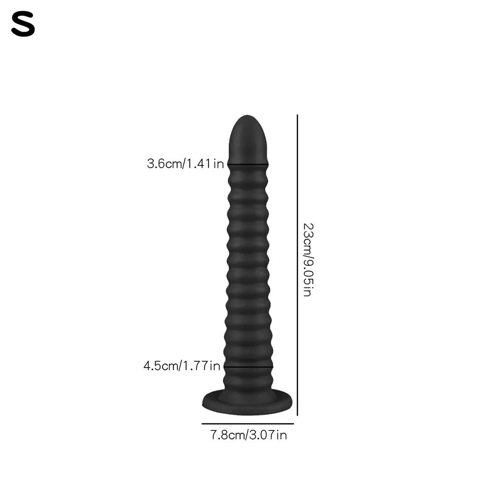 non-luminous A ribbed cone suction cup silicone dildo