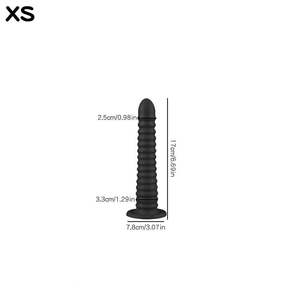 non-luminous A ribbed cone suction cup silicone dildo