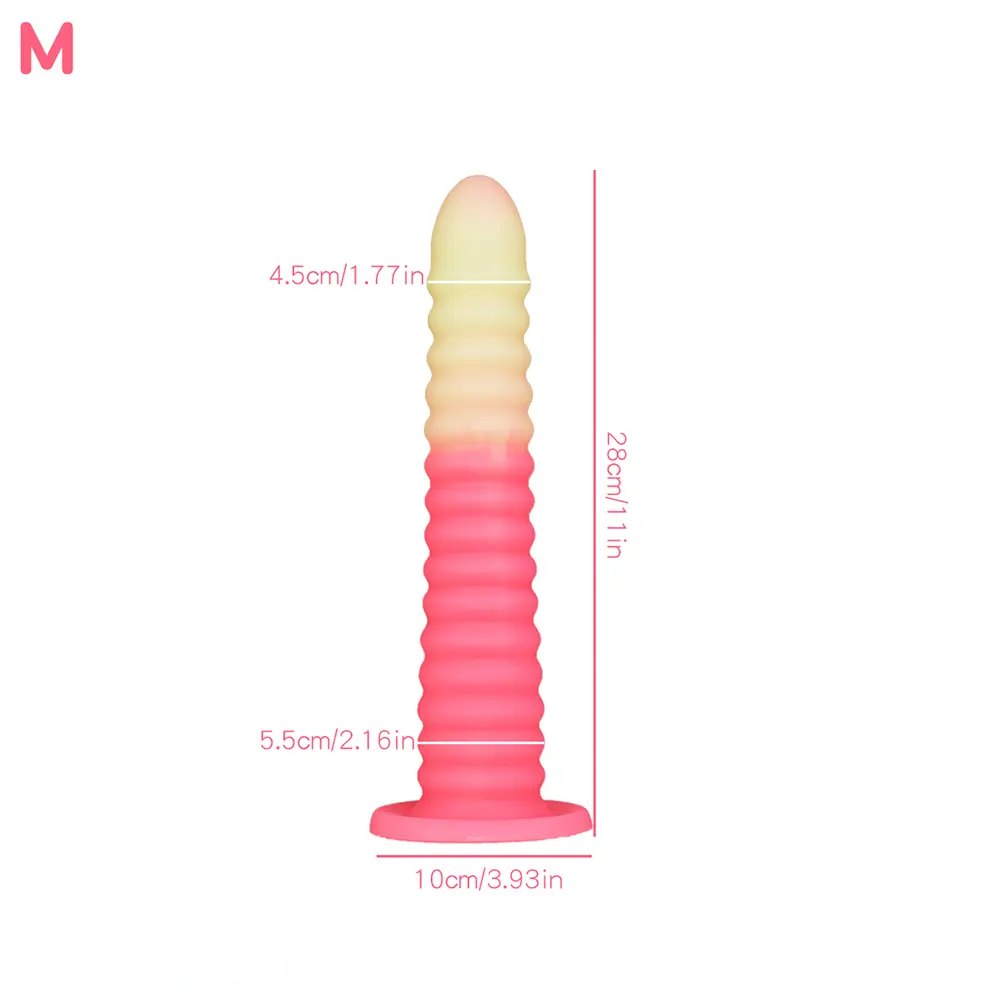 non-luminous C ribbed cone suction cup silicone dildo