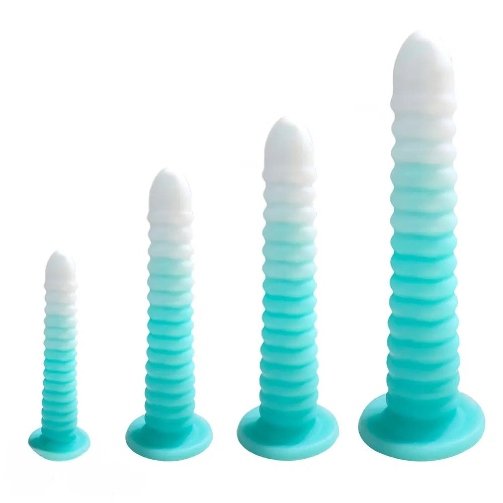 Ribbed cone suction cup silicone dildo, photo 1