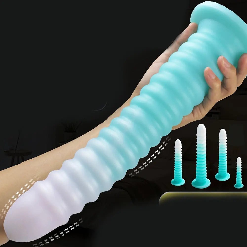Ribbed cone suction cup silicone dildo, photo 3