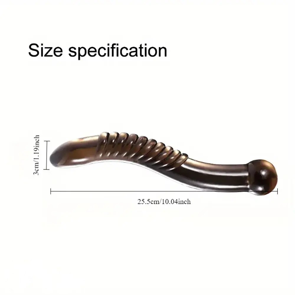 Brown ribbed curved g-spot dildo