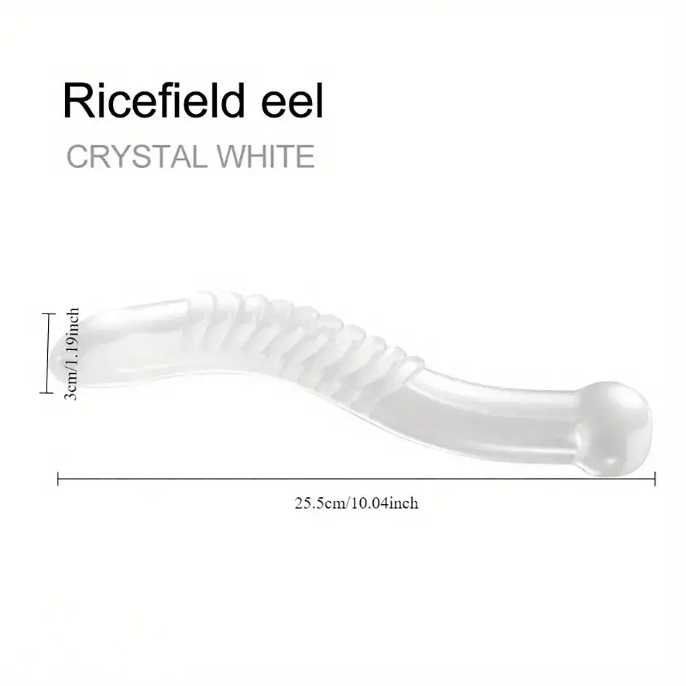 Clear ribbed curved g-spot dildo