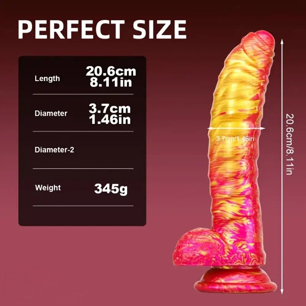 B metallic swirl ribbed curved silicone dildo