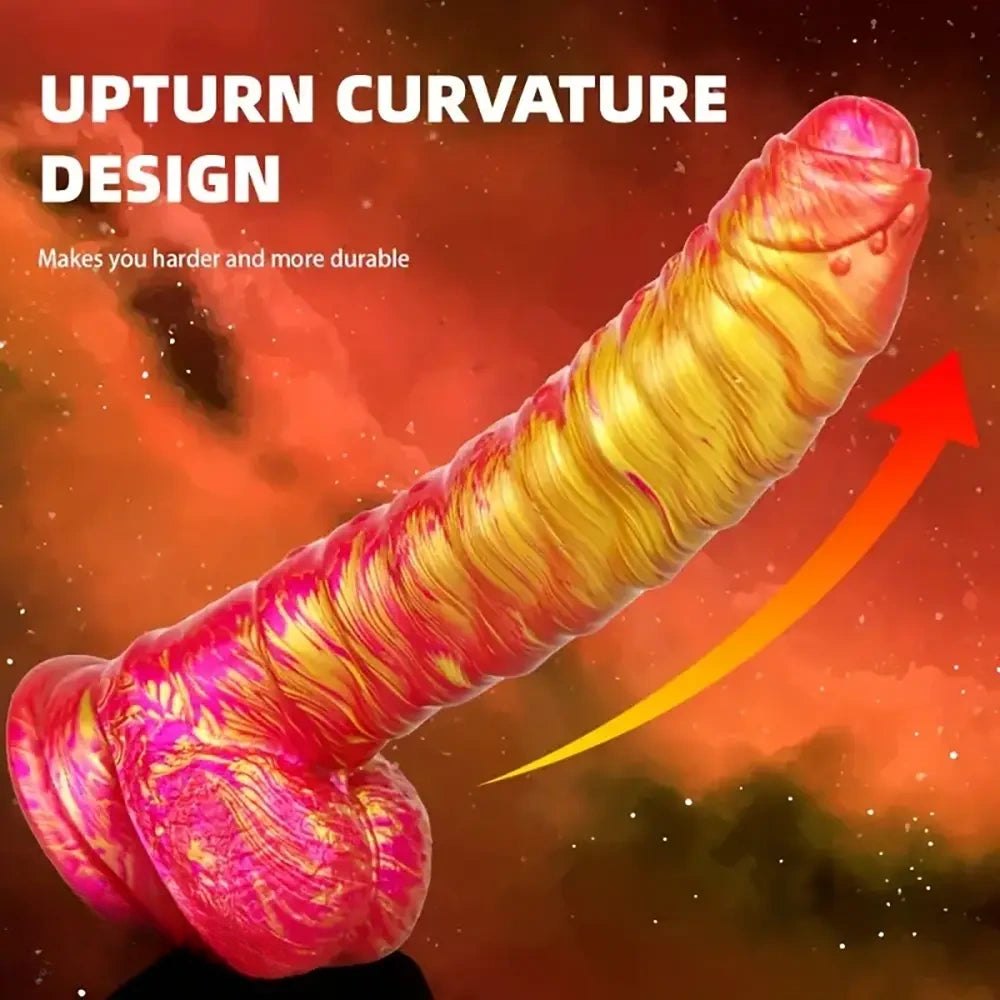 Metallic swirl ribbed curved silicone dildo, photo 2