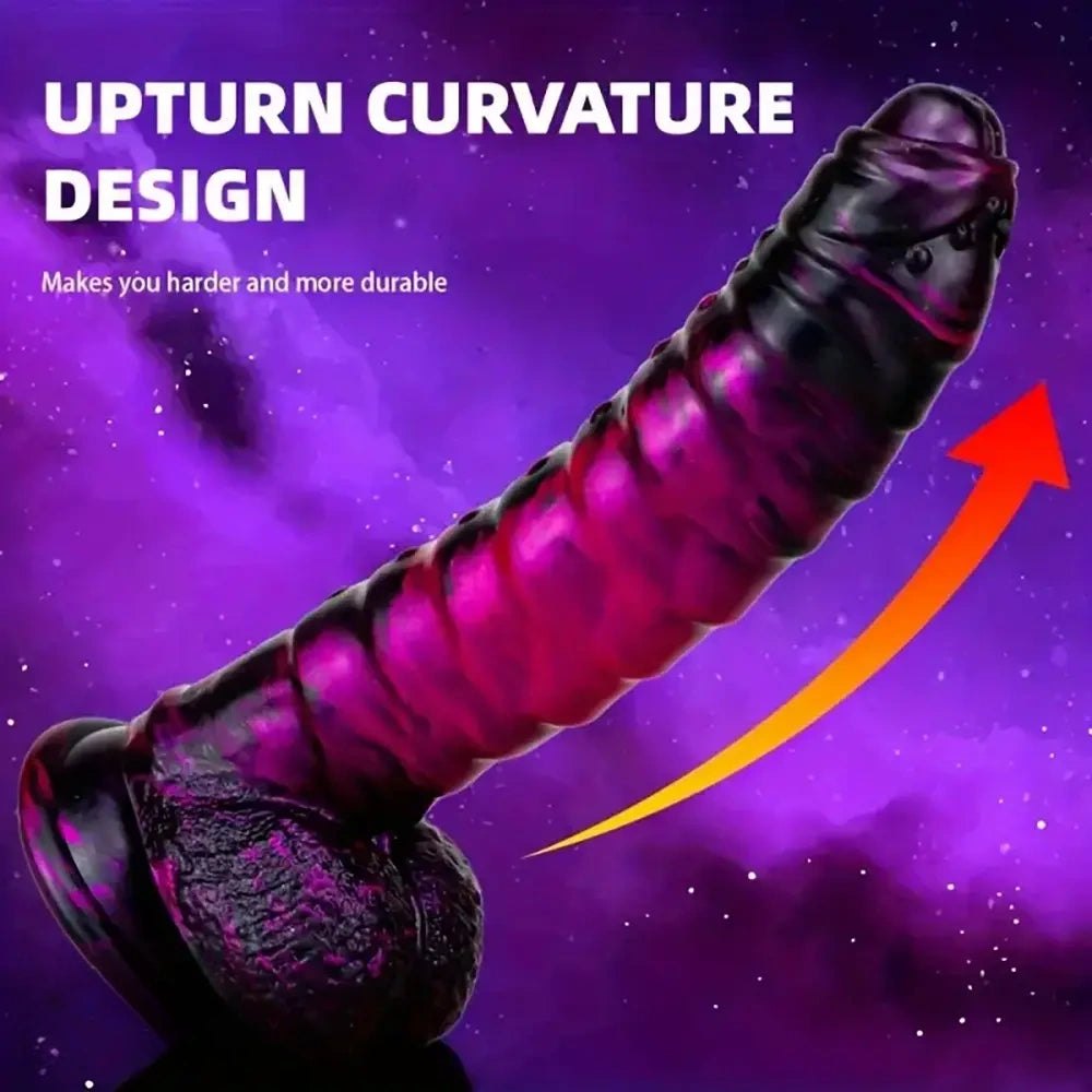 Metallic swirl ribbed curved silicone dildo, photo 7