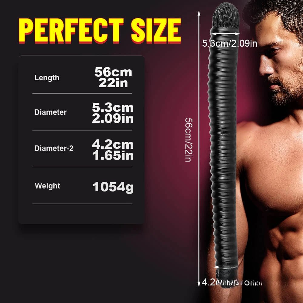 Black ribbed double ended pvc dildo