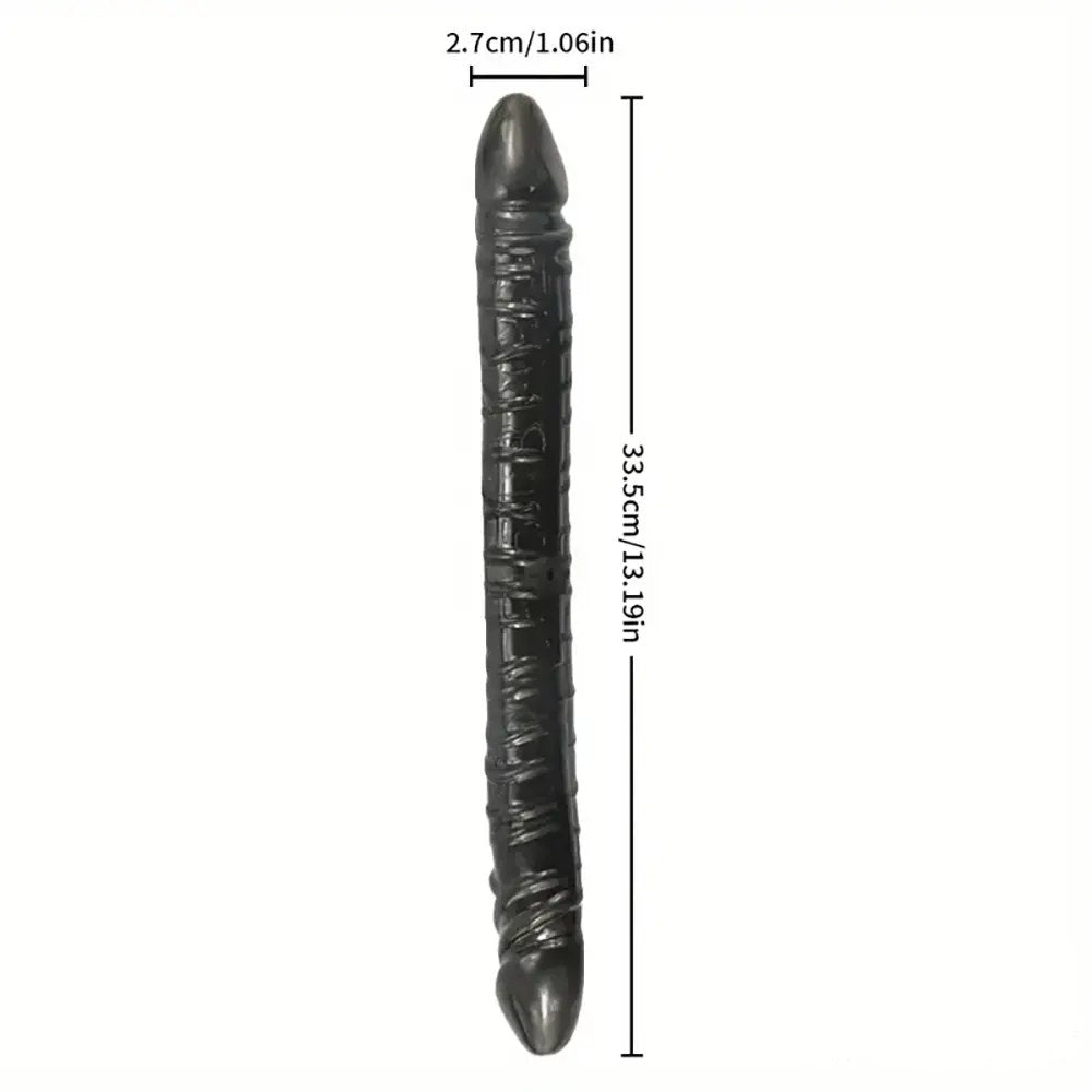 Black ribbed double-ended tpe dildo
