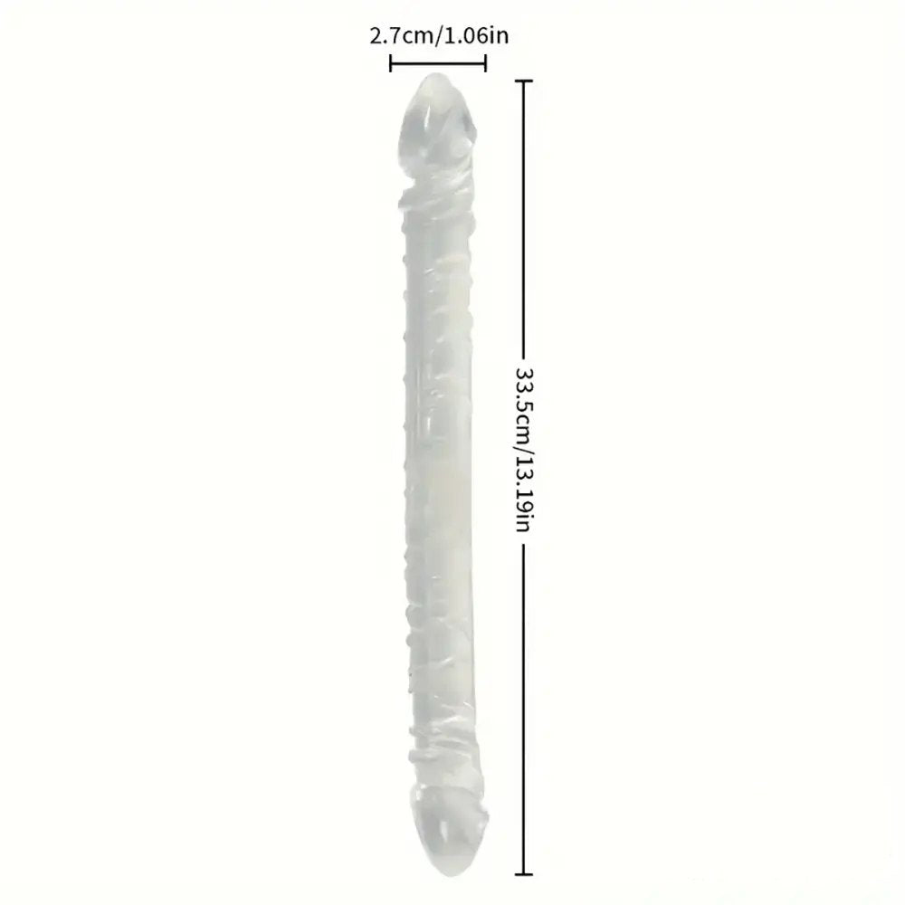 Clear ribbed double-ended tpe dildo