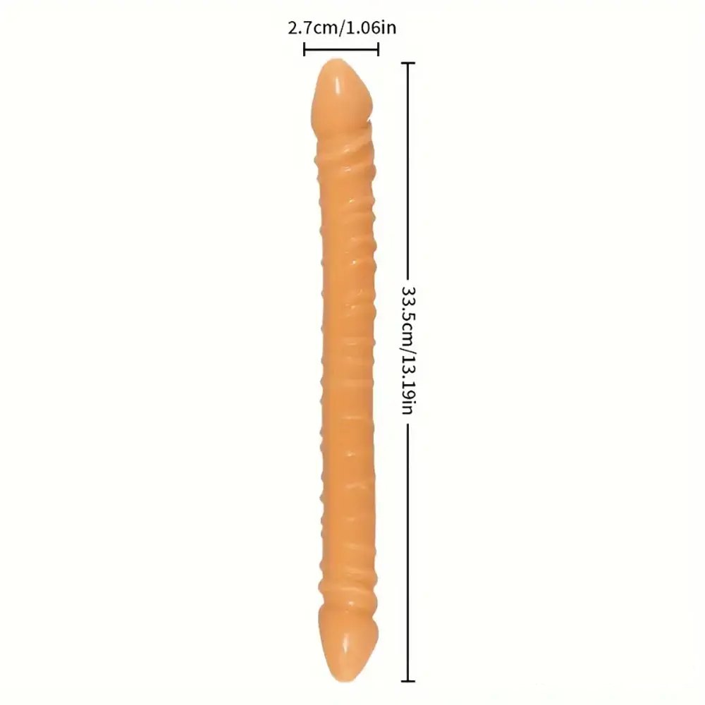 Flesh ribbed double-ended tpe dildo