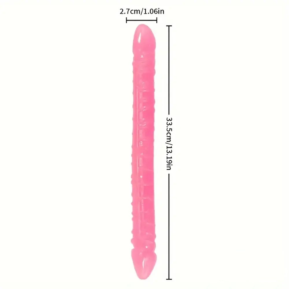 Pink ribbed double-ended tpe dildo