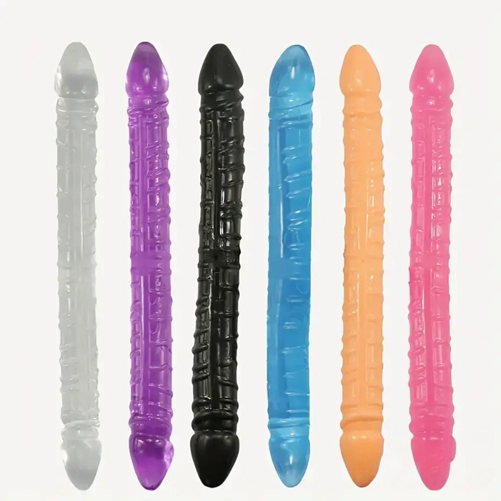 Ribbed double-ended tpe dildo, photo 1