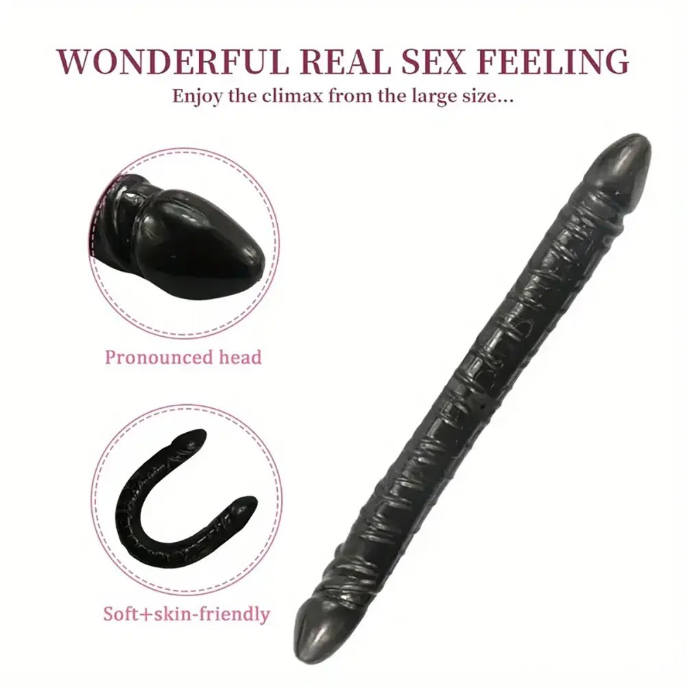 Ribbed double-ended tpe dildo, photo 3