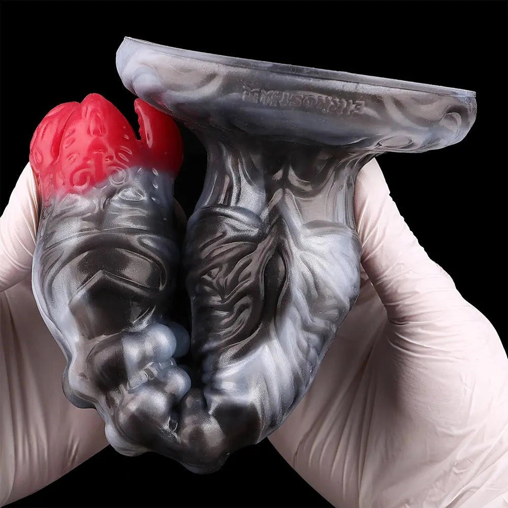 Ribbed dragon-head fantasy dildo with suction cup base, photo 13