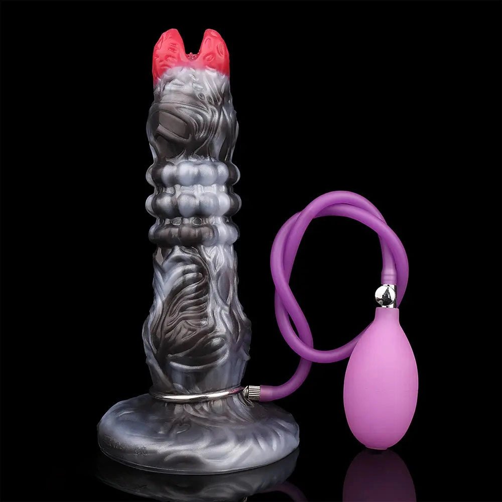 Ribbed dragon-head fantasy dildo with suction cup base, photo 15