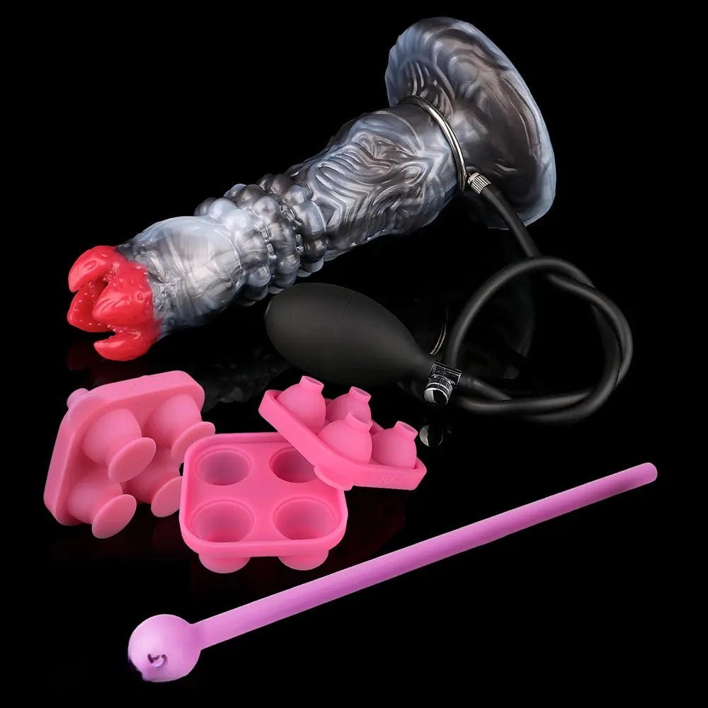 Ribbed dragon-head fantasy dildo with suction cup base, photo 7