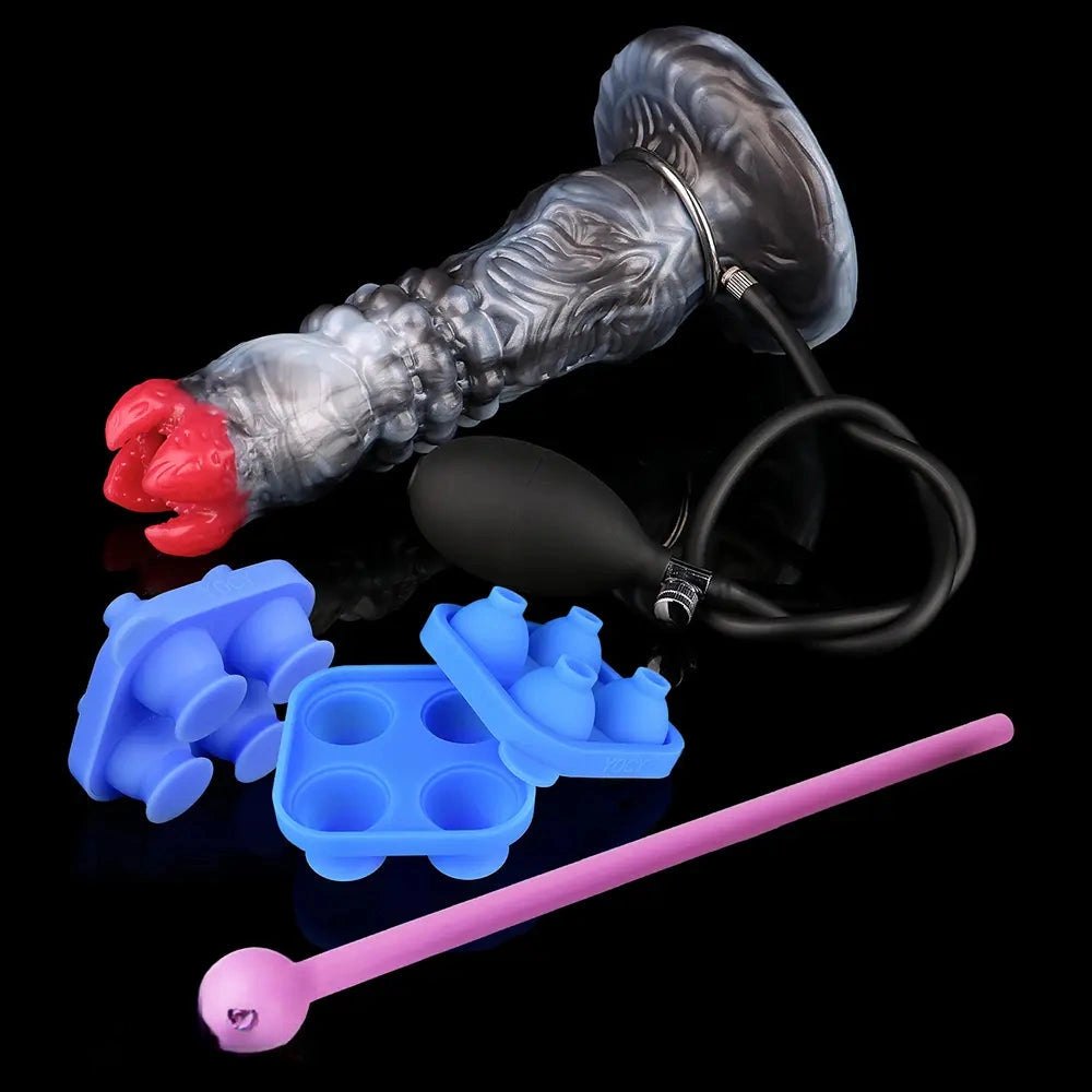 Ribbed dragon-head fantasy dildo with suction cup base, photo 8