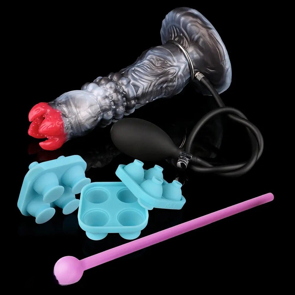 Ribbed dragon-head fantasy dildo with suction cup base, photo 9
