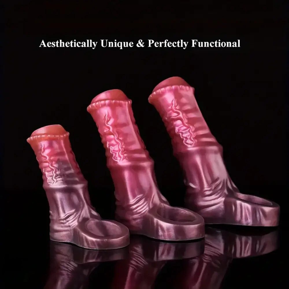 Ribbed silicone fantasy penis sleeve, photo 1