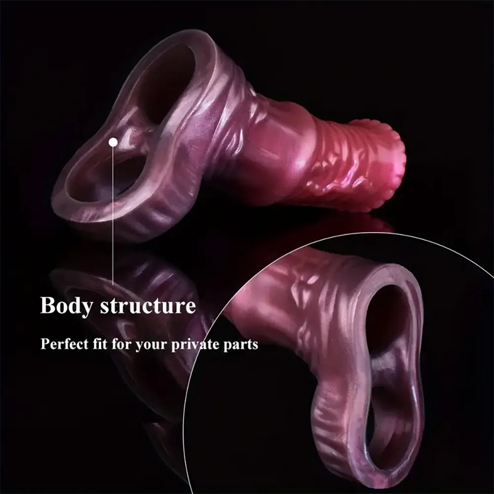 Ribbed silicone fantasy penis sleeve, photo 10