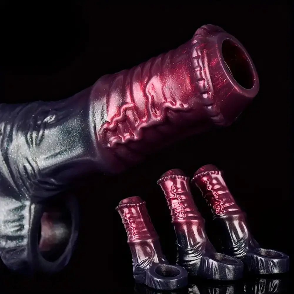 Ribbed silicone fantasy penis sleeve, photo 11