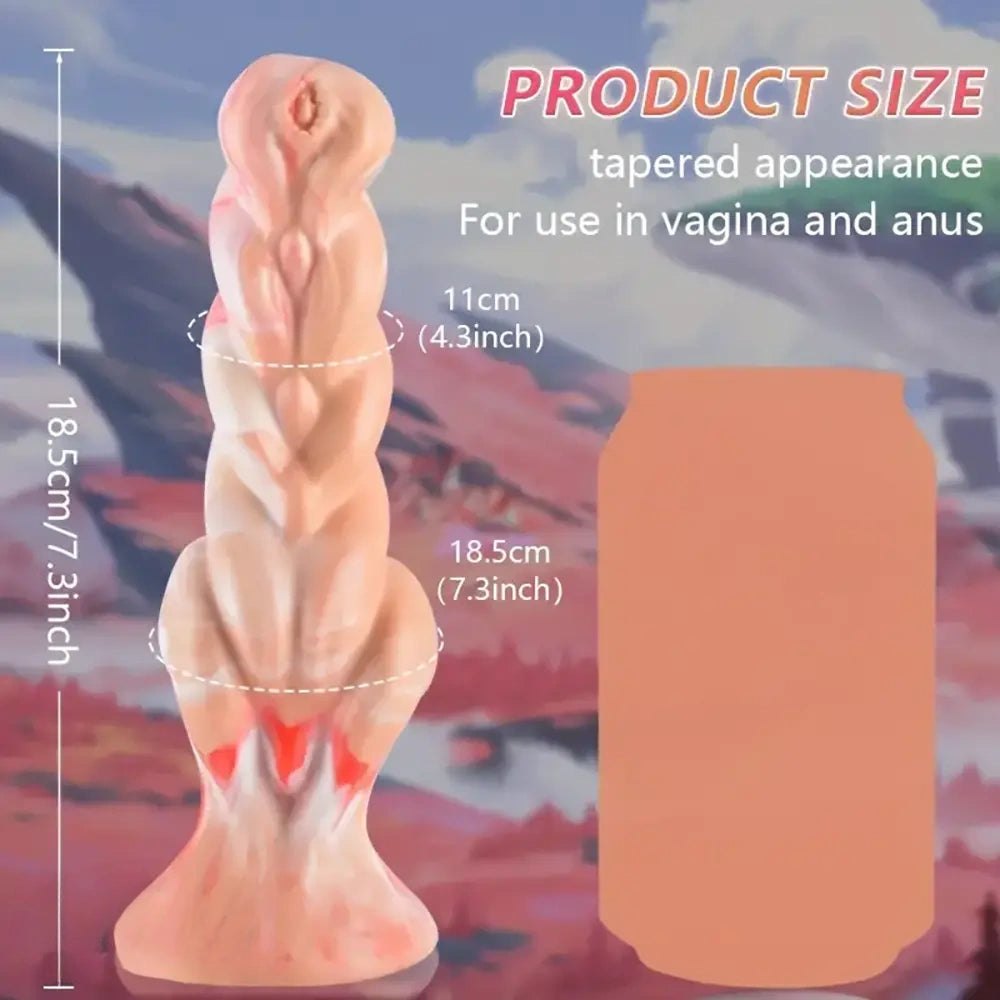 Colorful ribbed silicone fantasy dildo, photo 2