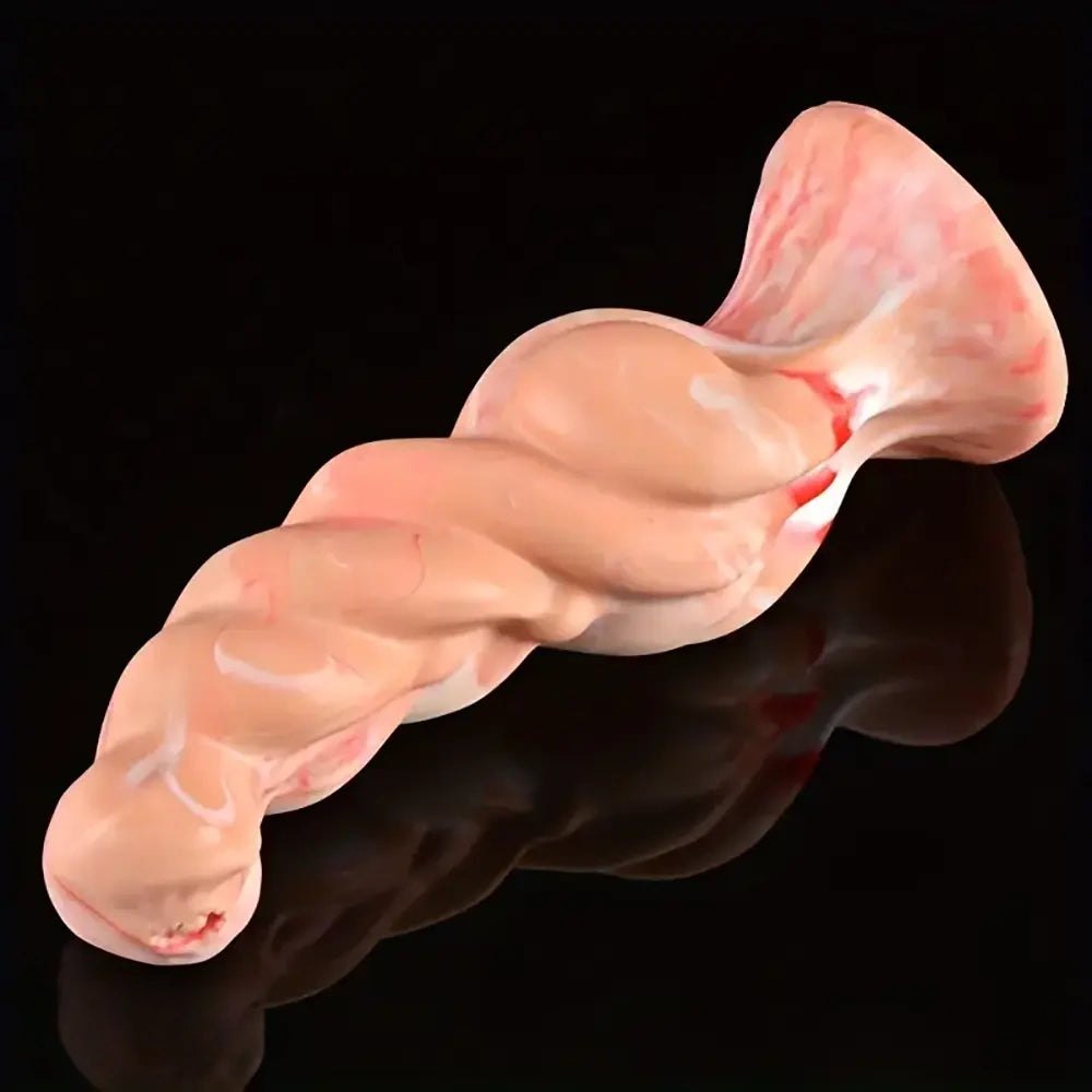 Colorful ribbed silicone fantasy dildo, photo 5