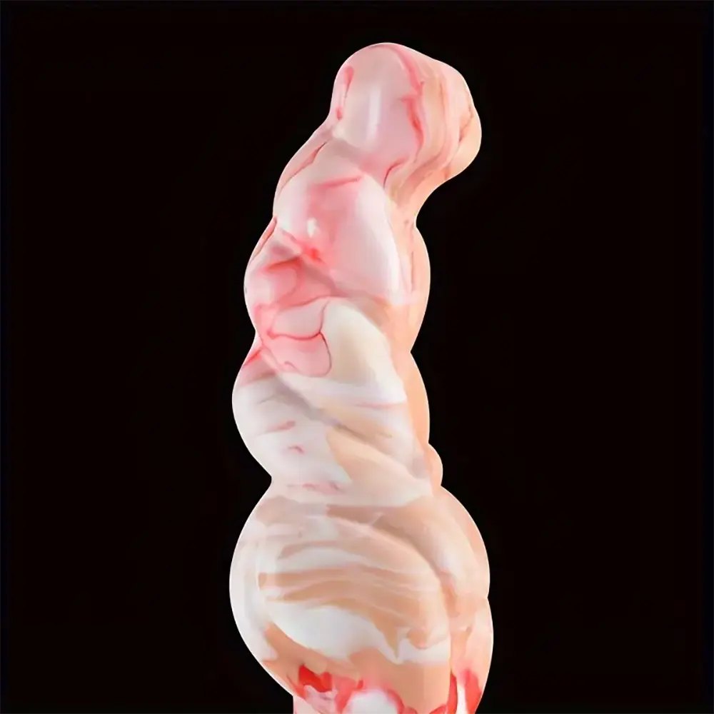 Colorful ribbed silicone fantasy dildo, photo 6