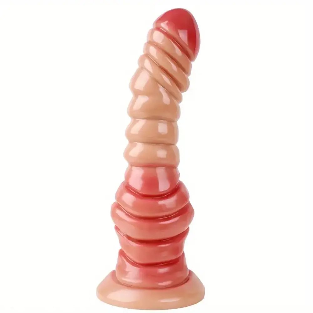 Ribbed fantasy dildo with suction cup, photo 1