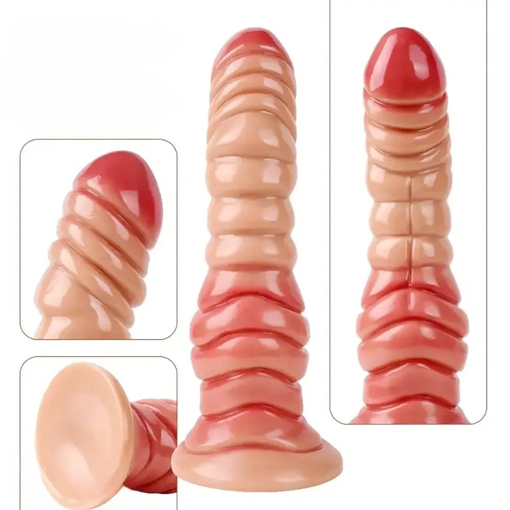 Ribbed fantasy dildo with suction cup, photo 2