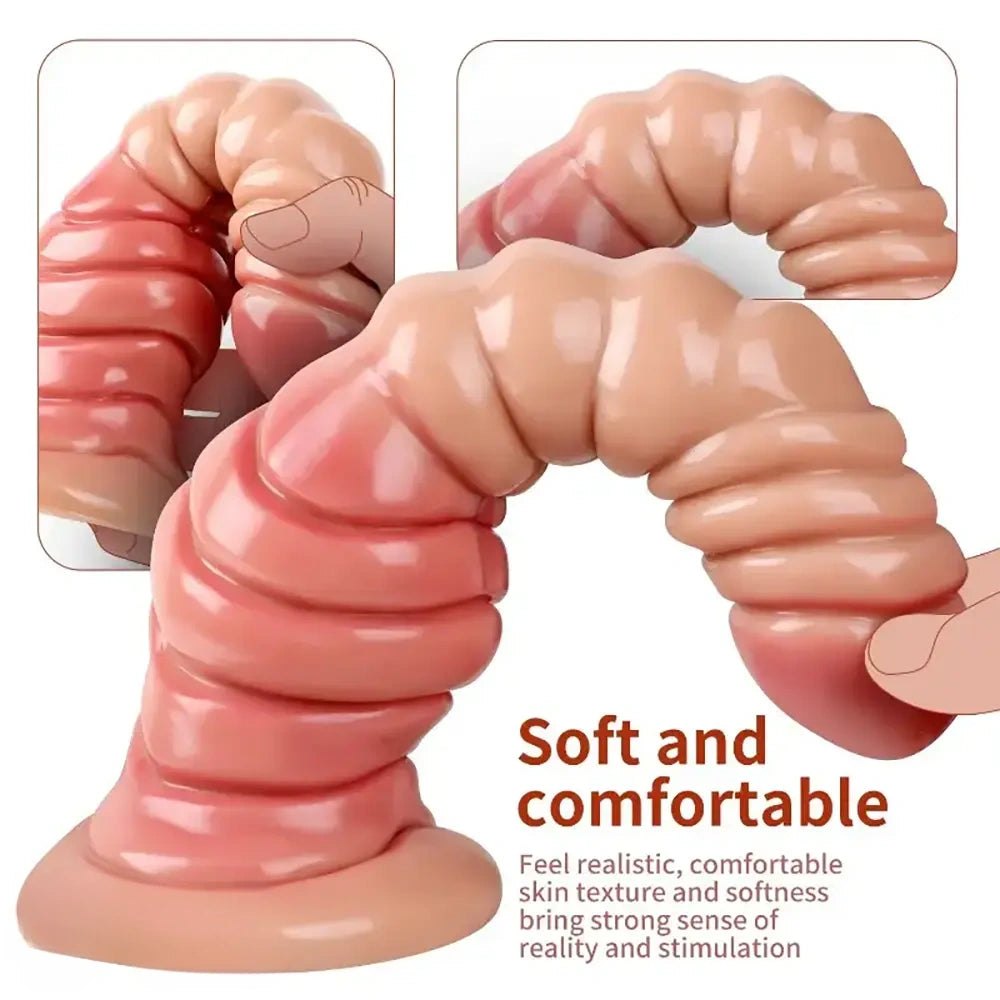 Ribbed fantasy dildo with suction cup, photo 3