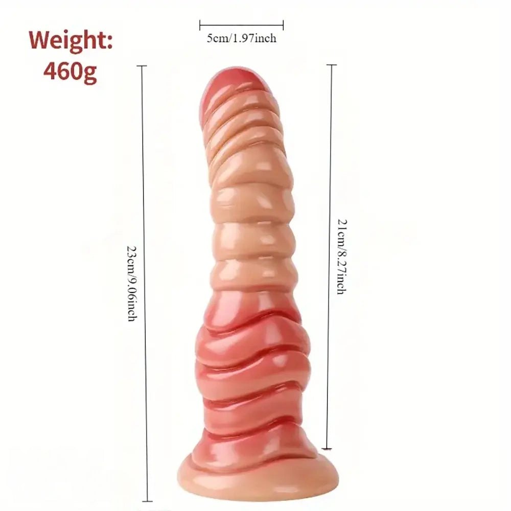 Ribbed fantasy dildo with suction cup, photo 4