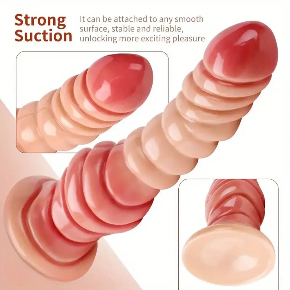 Ribbed fantasy dildo with suction cup, photo 5