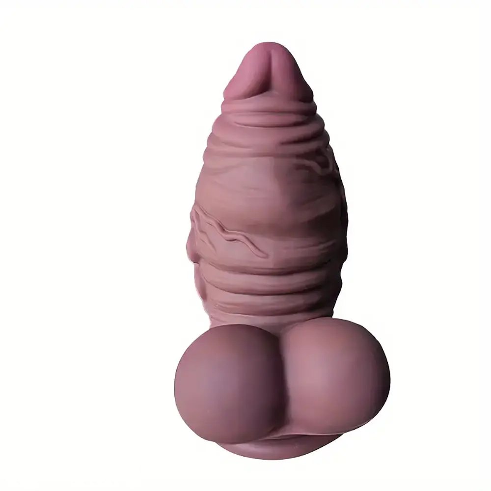 Brown ribbed fantasy dildo, photo 1