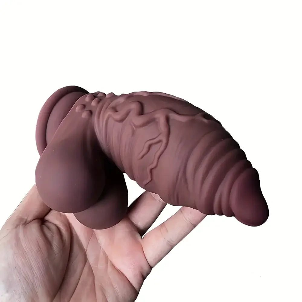 Brown ribbed fantasy dildo, photo 2