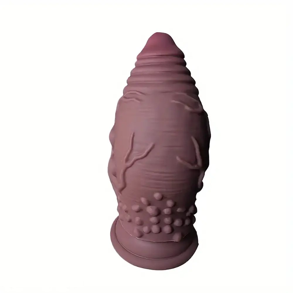 Brown ribbed fantasy dildo, photo 4