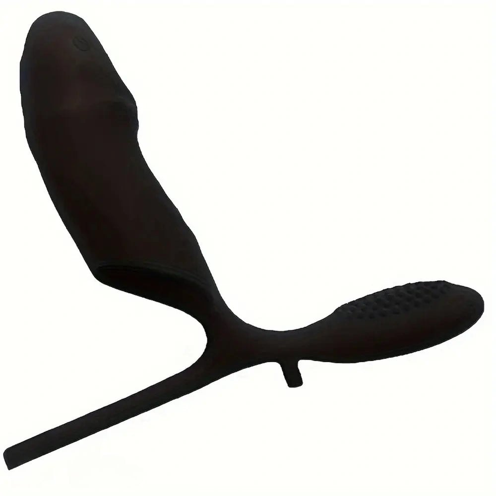 Black ribbed pvc finger massage sleeve, photo 1