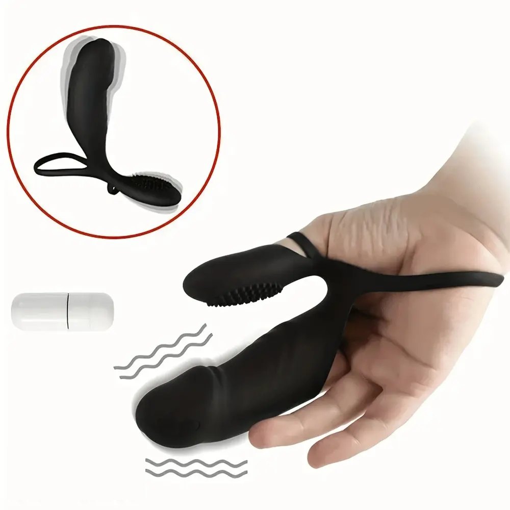 Black ribbed pvc finger massage sleeve, photo 2