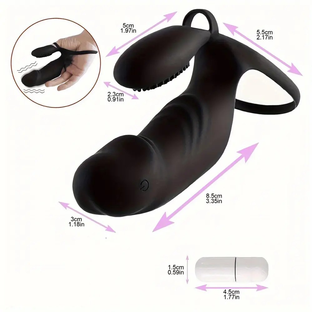Black ribbed pvc finger massage sleeve, photo 3